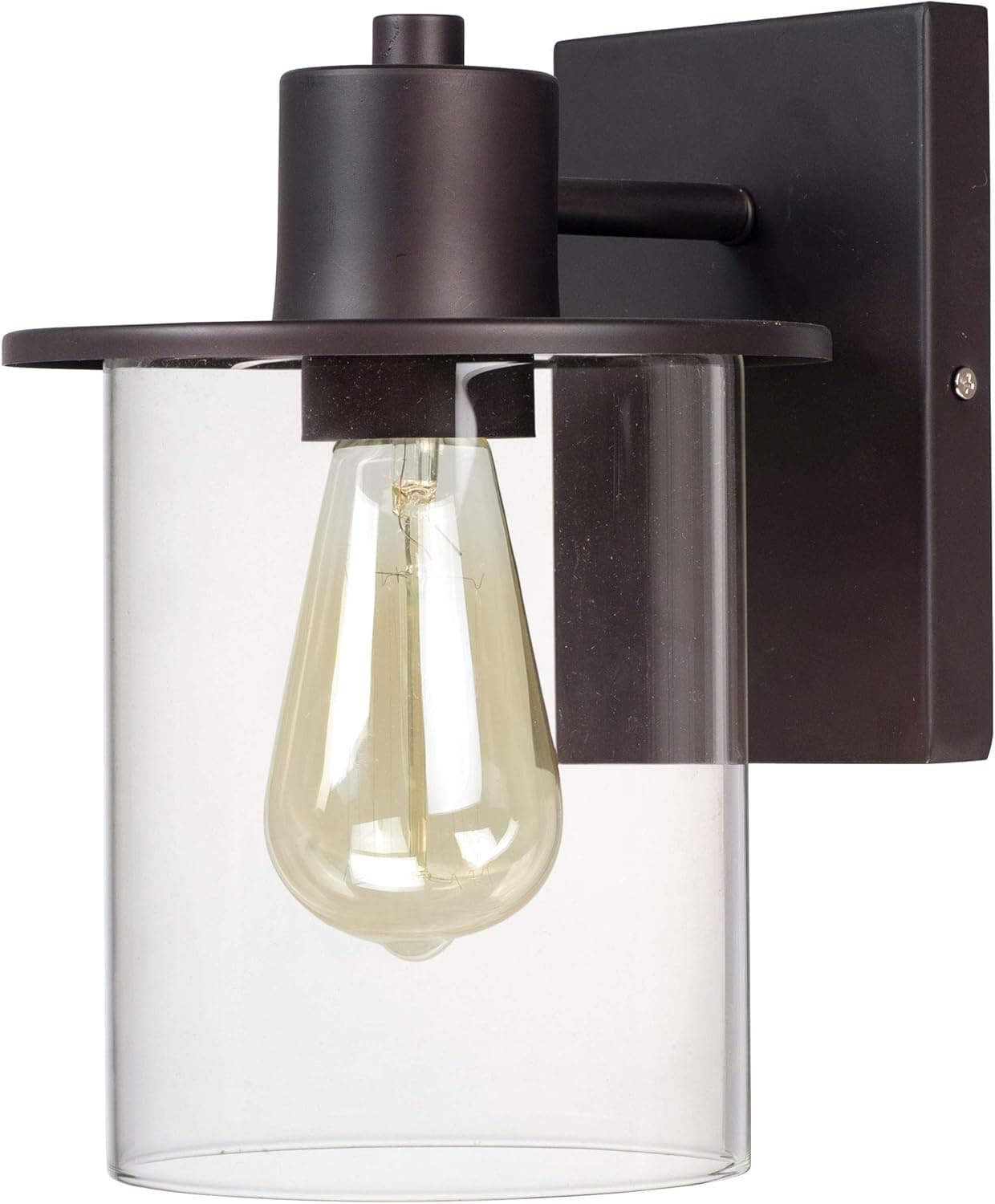 Amazon Brand – Stone & Beam Modern Industrial Indoor/Outdoor Wall Sconce with Bulb, 10"H, Bronze