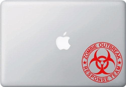 Graphix Zombie Outbreak Response Team - Vinyl Laptop or MacBook Sticker Decal (3.5" Red)