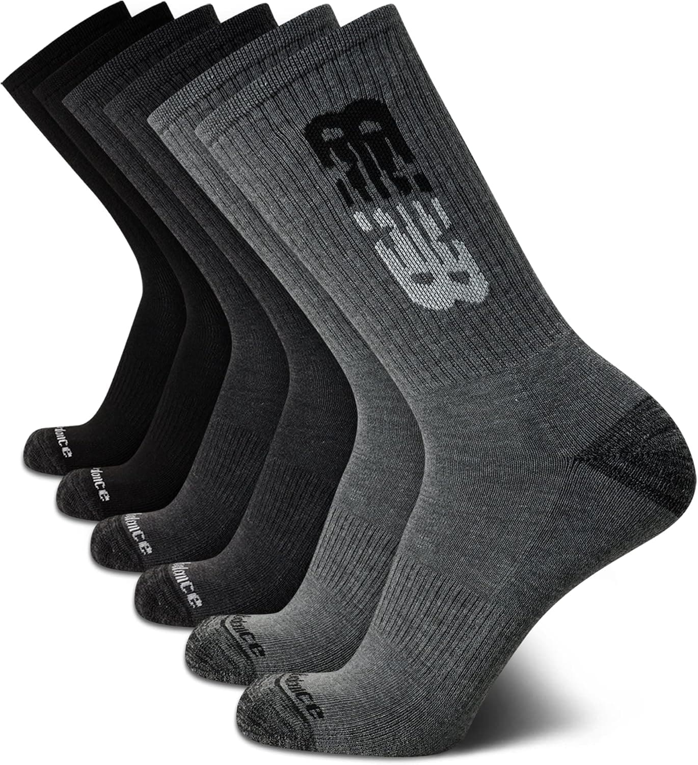 New Balance Men's Moisture Wicking Cushioned Crew Socks (6 Pack)