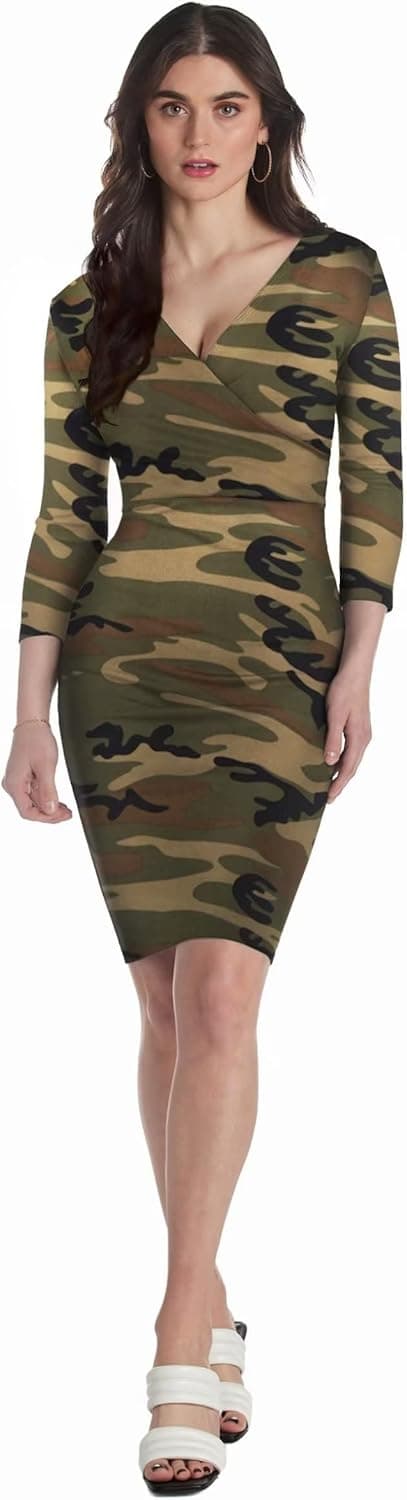 Hybrid Women's Super Comfy Plum Cross V Neck MIDI Dress
