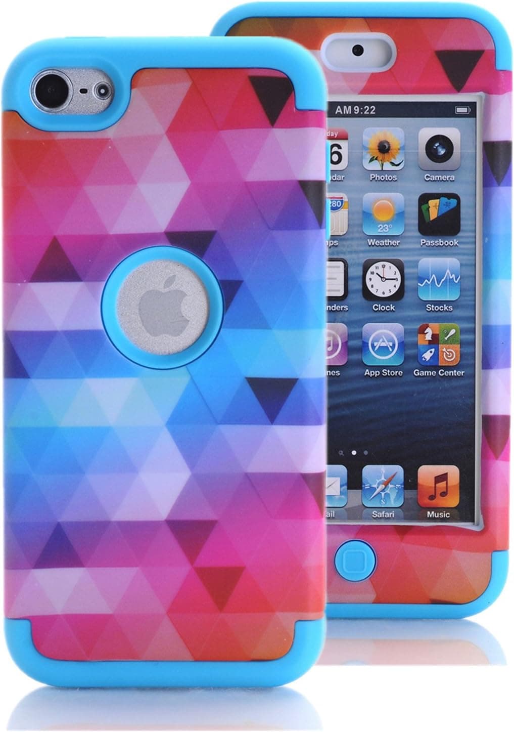 iPod Touch 6 Case, iPod Touch 5 Case, KAMII [Colorful Series] 3in1 Shockproof Full-Body Protective Hard PC+Soft Silicone Hybrid Hard Case Cover for Apple iPod Touch 5 6th Generation (Blue)