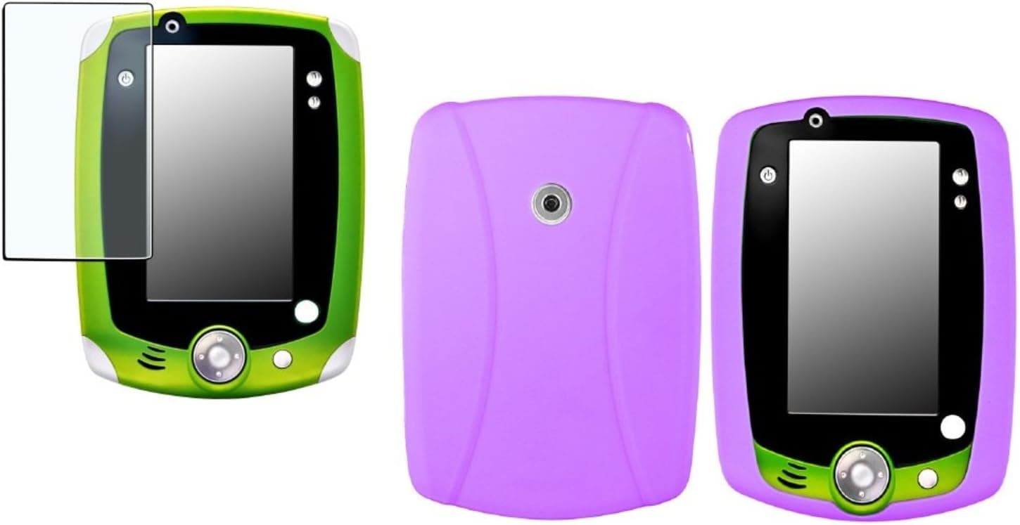Theo&Cleo Purple Rubber Skin Cover Case+Anti-Glare Screen Protector For LeapFrog Leappad 2