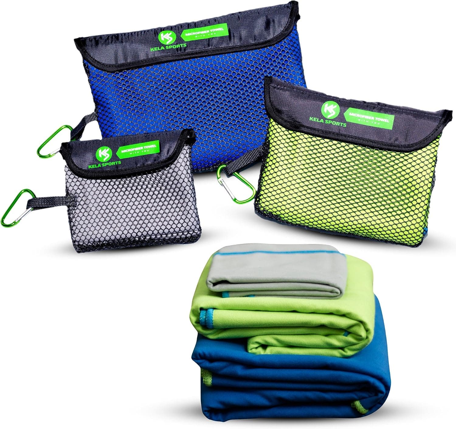 NBGRLVS Microfiber Travel Towel Set of 3 Ultra Compact & Fast Drying, Outdoor Gifts Ideas, Lightweight and Space-Saving for Multi-Purpose Gym, Pool, Travel, Sports, Beach, Fishing, Boating or Camping