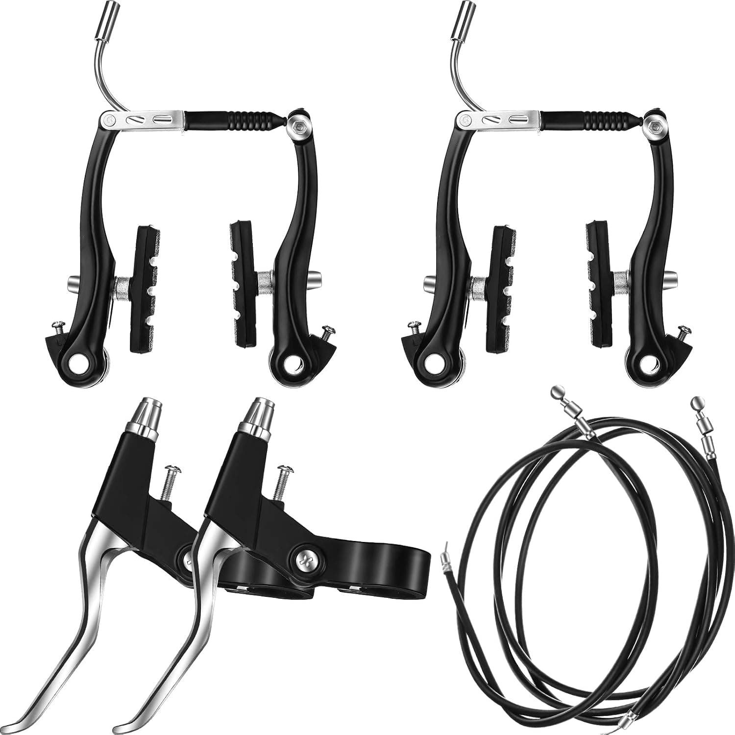 Bike Brakes Mountain Bike Brakes with 1 Pair Aluminum Alloy Bicycle Brake Handle Bicycle Brake Levers and Bicycle Brake Line Bike Brake Cable Bicycle Brake Wire for Mountain and Road Bike