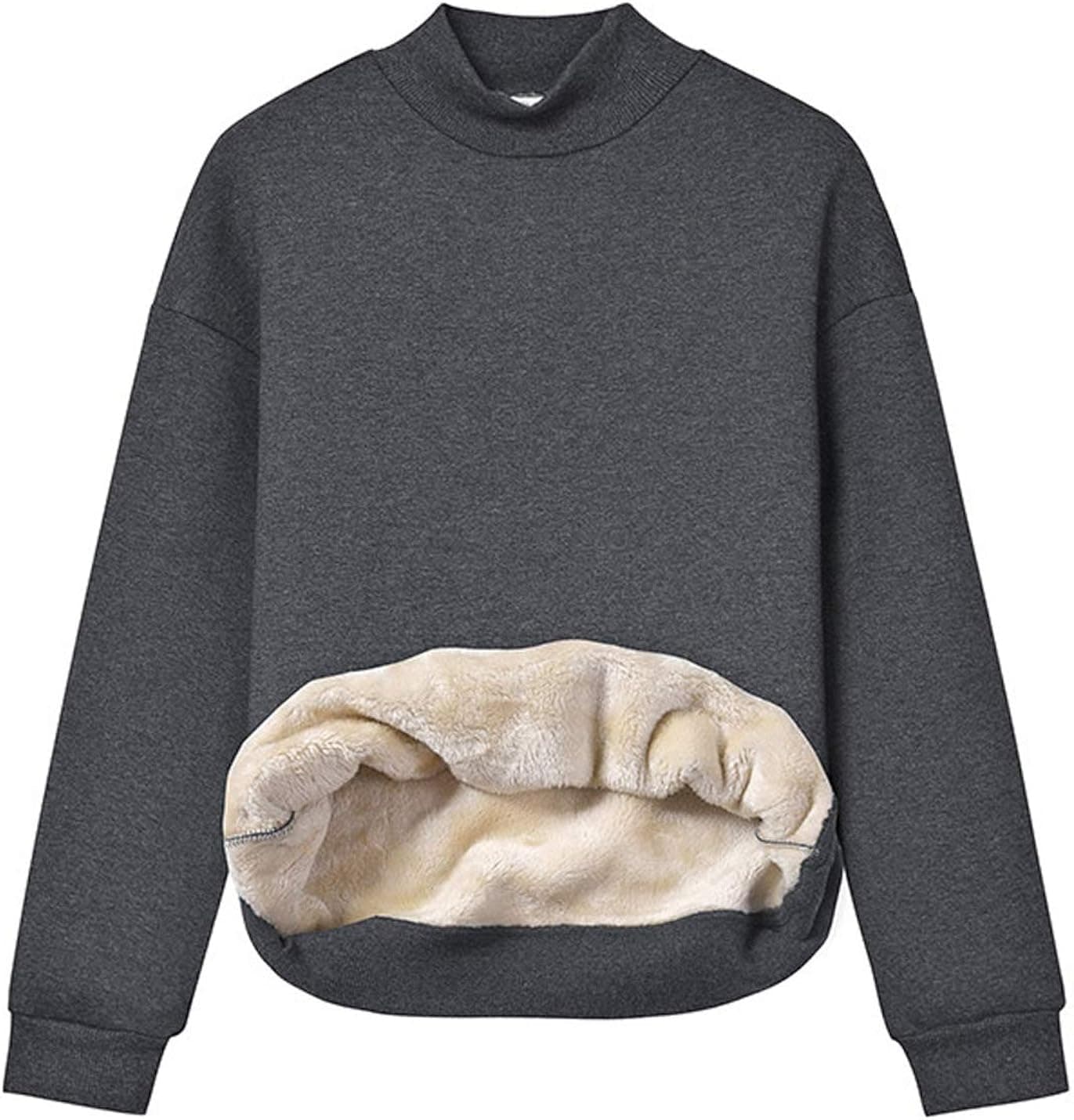 Gihuo Women's Winter Fleece Sherpa Lined Crewneck Pullover Sweatshirt