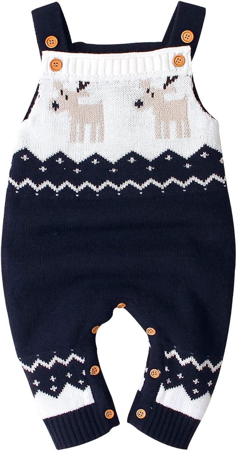 mimixiong Baby Christmas Sweater Toddler Reindeer Outfit Sleeveless Red Clothes