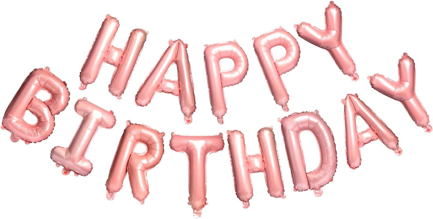 Happy Birthday Candy Pink Aluminum Foil Letters Balloons 16 Inch Aluminum Foil Banner Balloons for Birthday Party Decorations Supplies