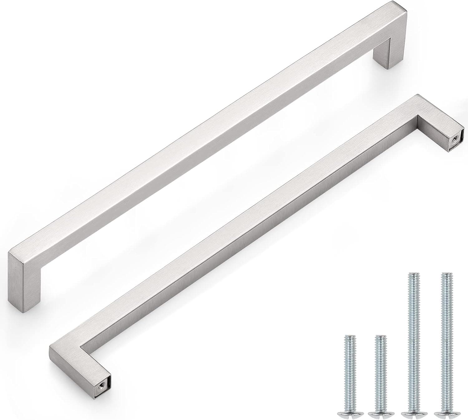 Probrico 5 Pack|10 inch Square Cabinet Pulls Brushed Nickel Drawer Handles Stainless Steel Drawer Handles Cabinet Hardware 10-1/2 inch Total Length