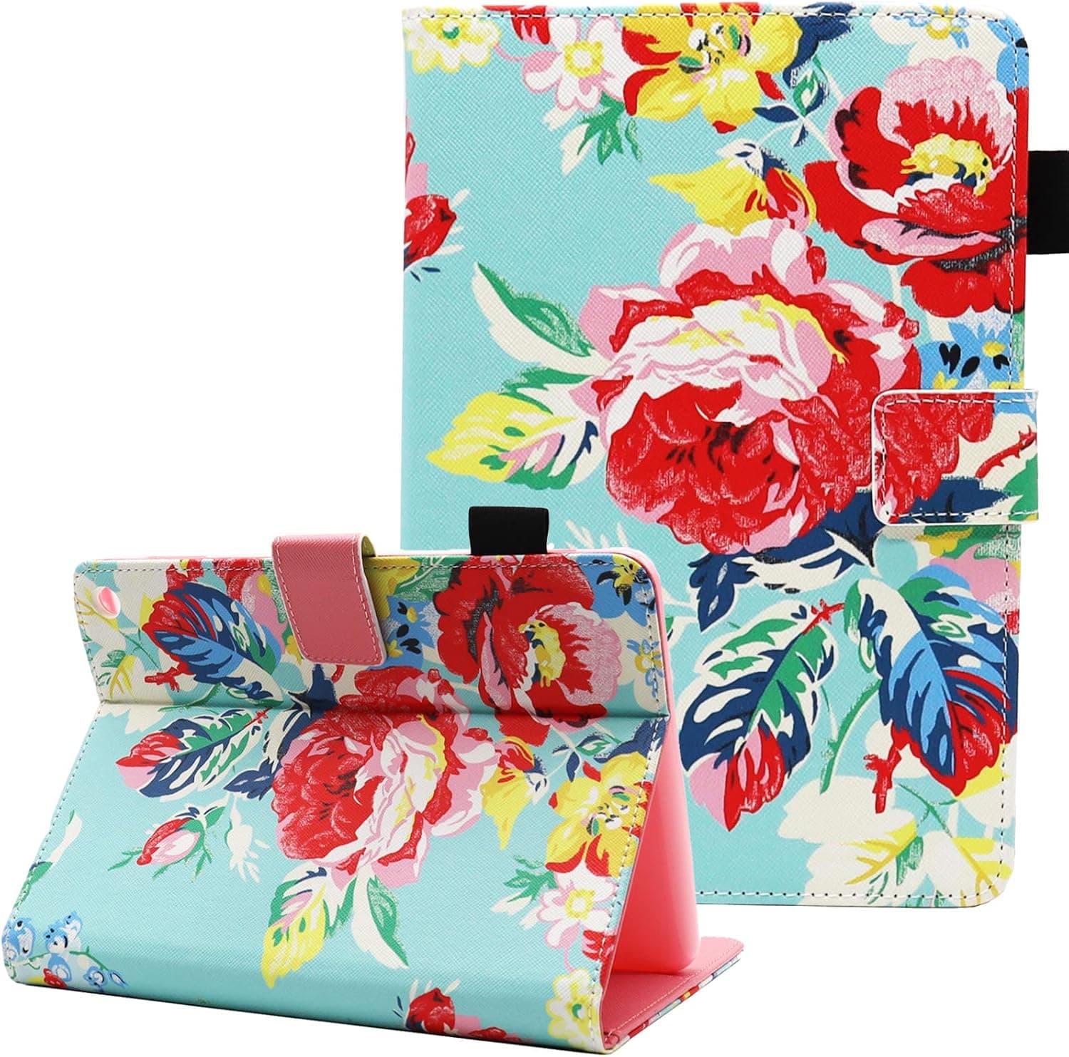 All-New Amazon Fire HD 8 Tablet Case, Fire HD 8 Plus Tablet Case (10th Generation, 2020 Release), Fvimi Multi-Angle Viewing Folio Leather Cover with Auto Sleep/Wake Function, Pink Rose