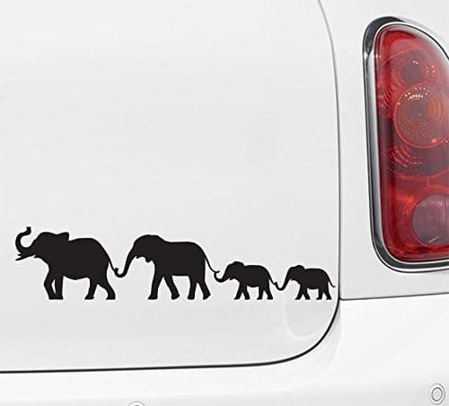 Yadda-Yadda Design Co. Elephant Family Walking D1 - Car Vinyl Decal Sticker (8.5" w x 2" h) (Color Choices Available) (Black)