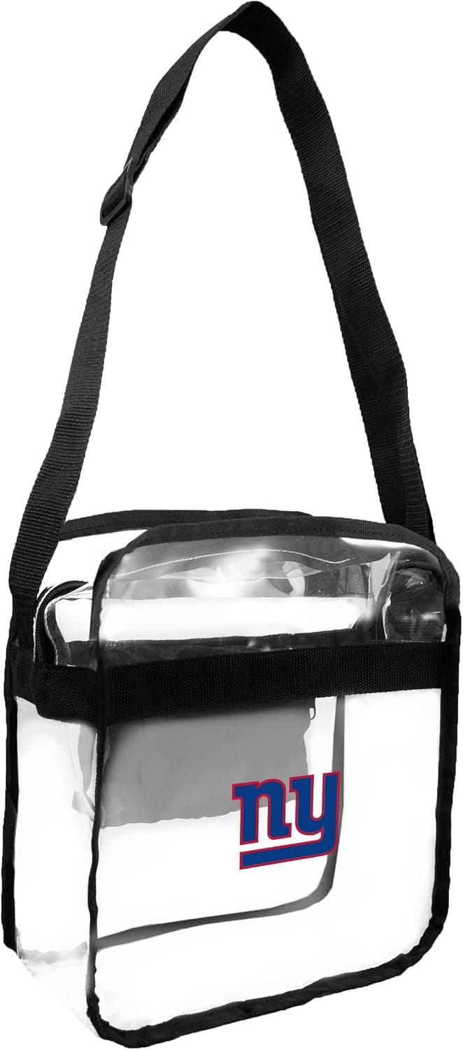 Littlearth NFL New York Giants Stadium Friendly Clear Carryall Crossbody Bag with Team Logo, 12" x 12" x 6", Clear