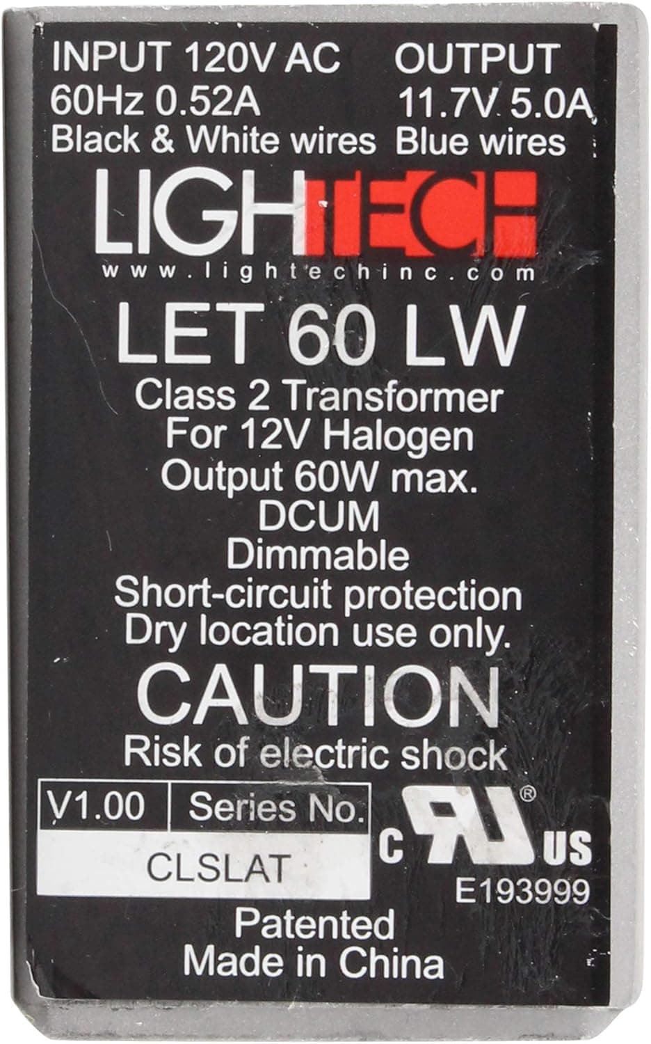 LighTech LET-60-LW Electrical Transformer, 12V 60W MR16 Electronic Low Wattage