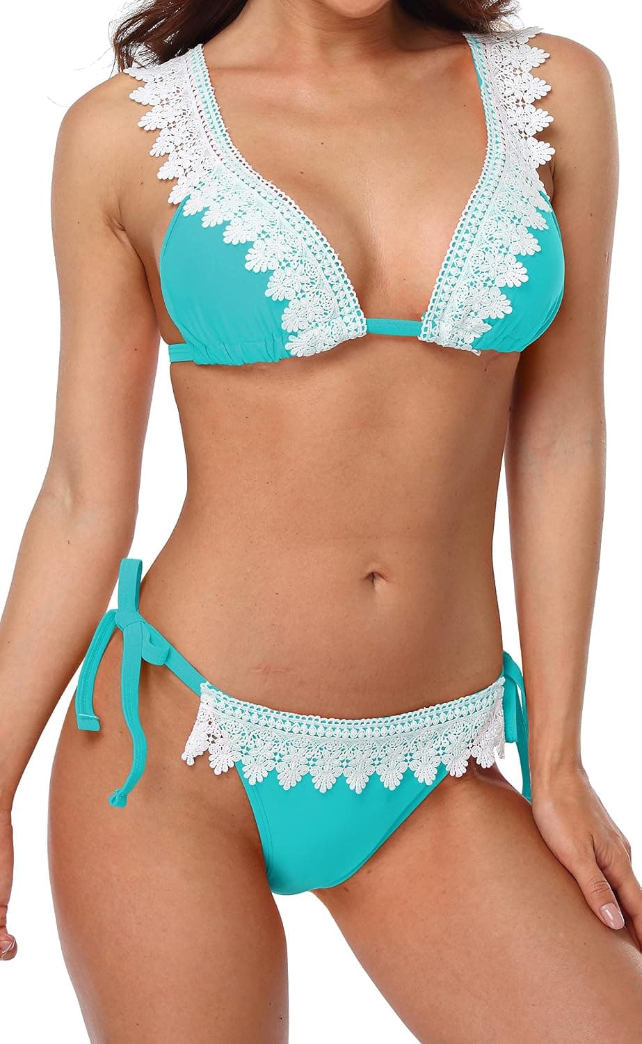 beautyin Women's Crochet Lace Bikini Two Piece Triangle Swimsuit Bathing Suits