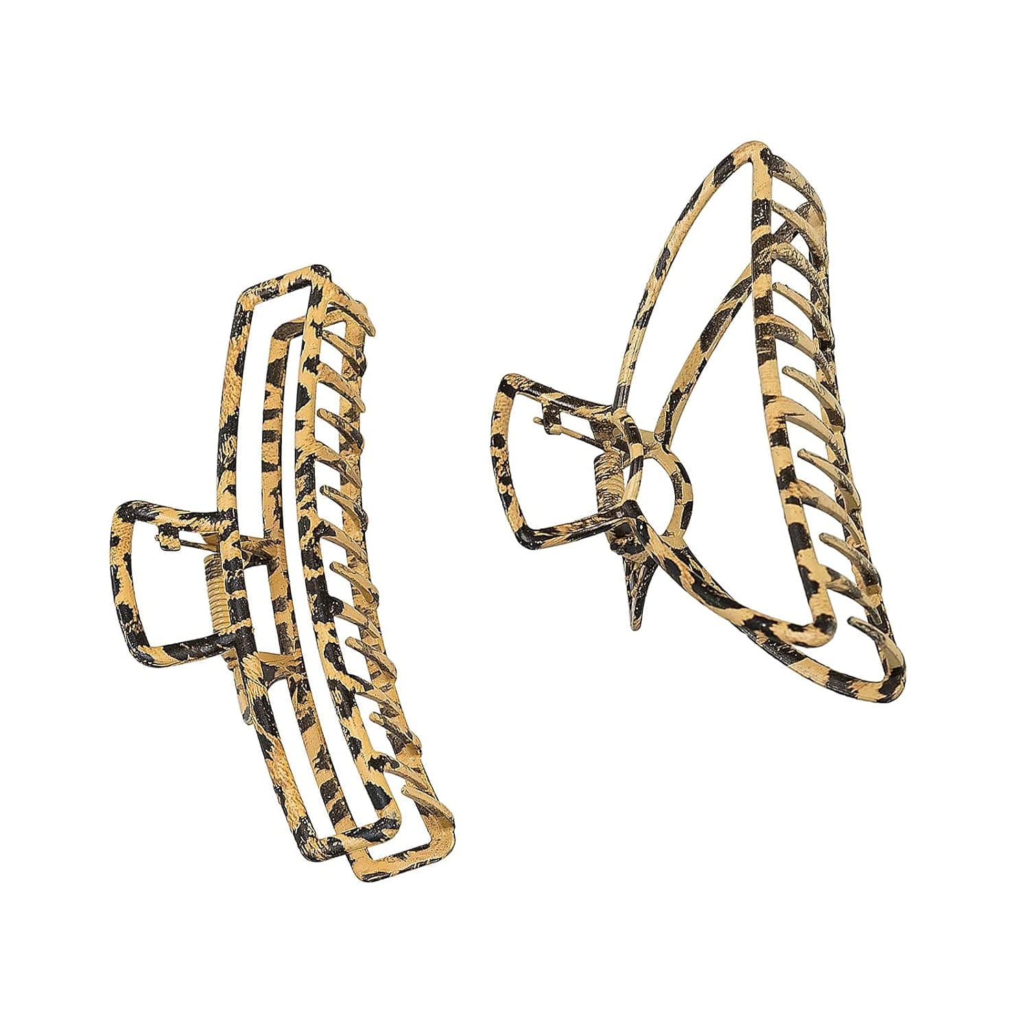 Renaelelife Leopard Metal Hair Claw Clips for Thick Thin Hair, 4.33in Ladies Grab Clip, Hair Catch Barrette Jaw Clamp, Non-Slip Strong Hold, Hair Accessories Ornament for Women Girls (Leopard x 2 pcs)