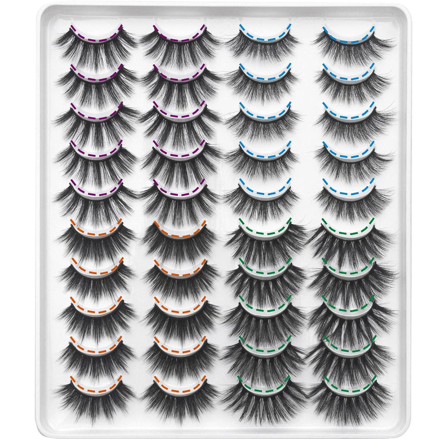 KEVAOW 20 pairs 6D Fluffy Faux Mink Eyelashes Natural Volume Dramatic Curly Long False Lashes Handmade Reusable Thick Soft Makeup luxury Eyelash Wispy Cross Beauty Cat Lash Lightweight 4 Style Eyelash 004