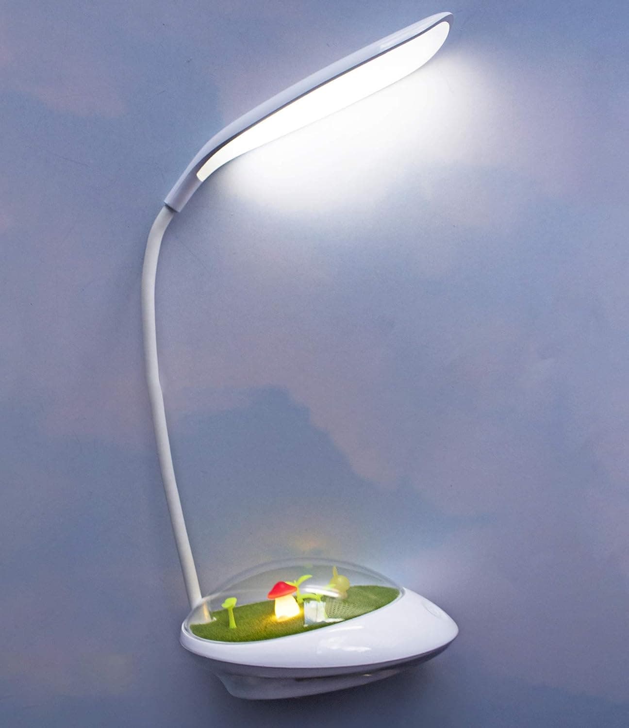 LuxLumi White LED Desk Lamp & Mushroom Night Light Dimmable Rechargeable for Kids Bedroom Nursery Toddler Home Decor Reading Study Dorm Easter Gift