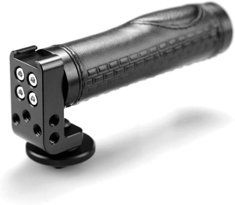SMALLRIG DSLR Top Shoe Handle V9 with Double Shoe Mount Adapter for DSLR Camera for Canon 5D 7D 60D 70D,Nikon D800,etc - 1252 (Leather Black)