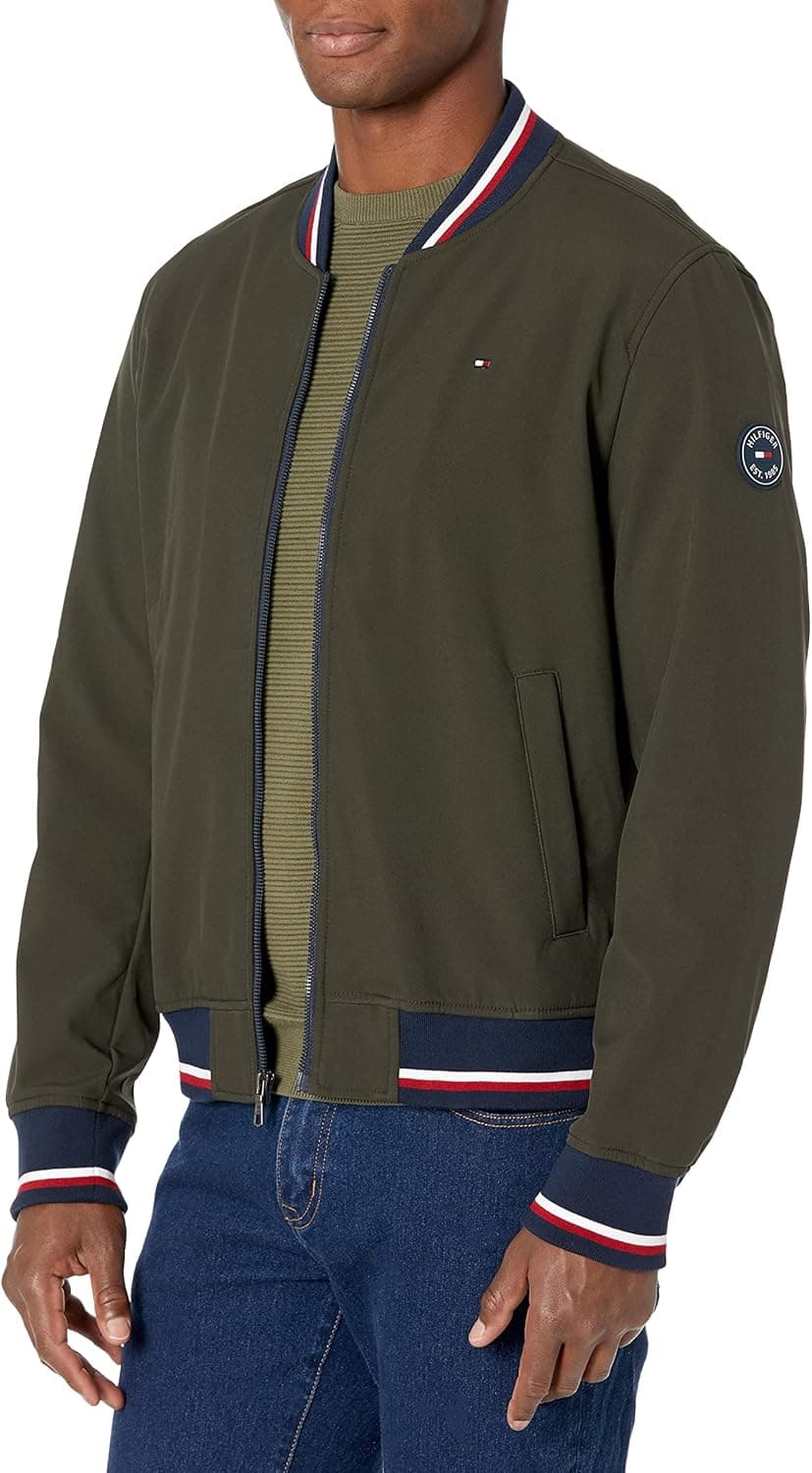 Tommy Hilfiger Men's Lightweight Varsity Rib Knit Bomber Jacket