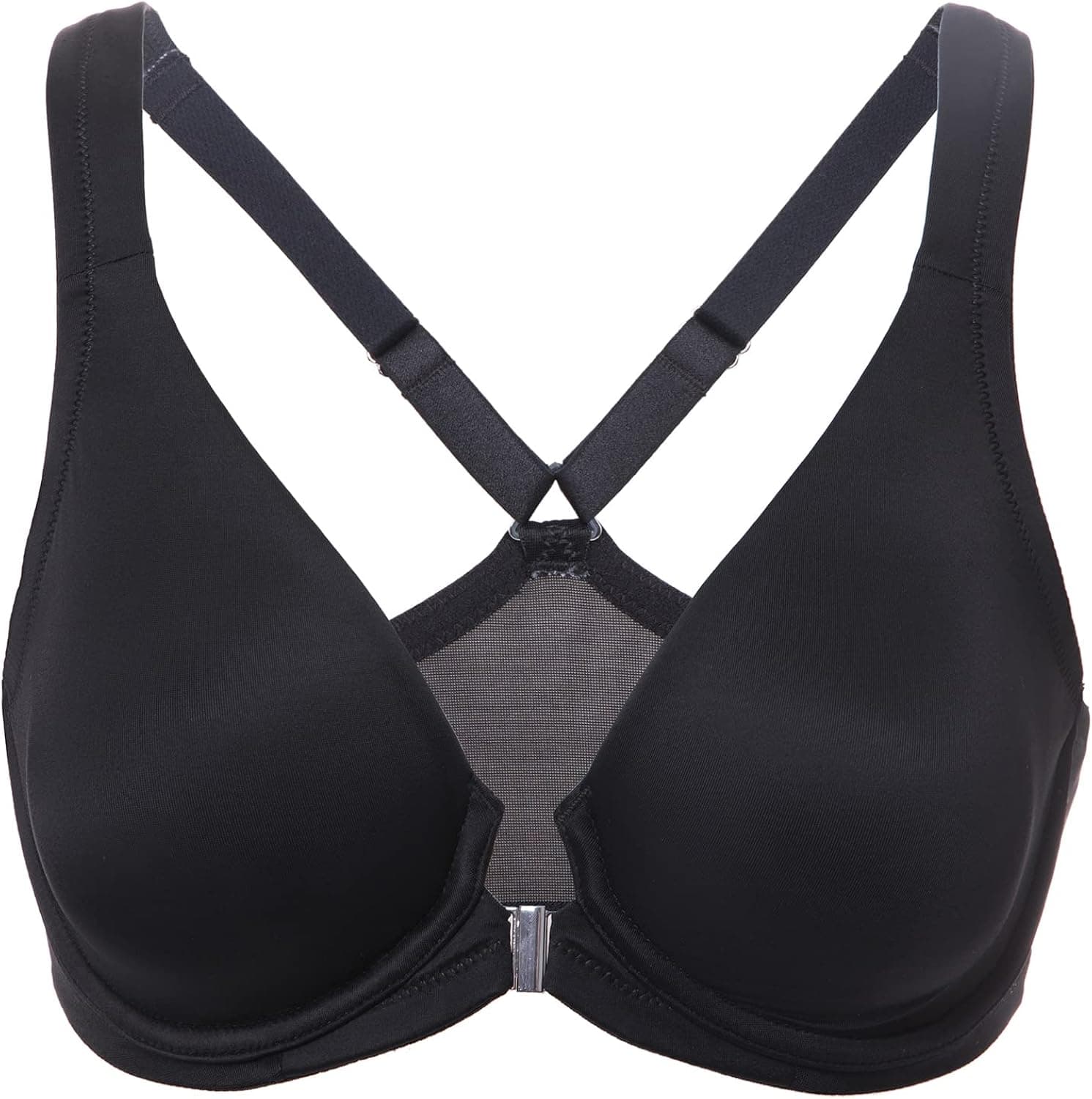 DELIMIRA Women's Front Closure Racerback Seamless Underwire Unlined Plunge Full Coverage Bra