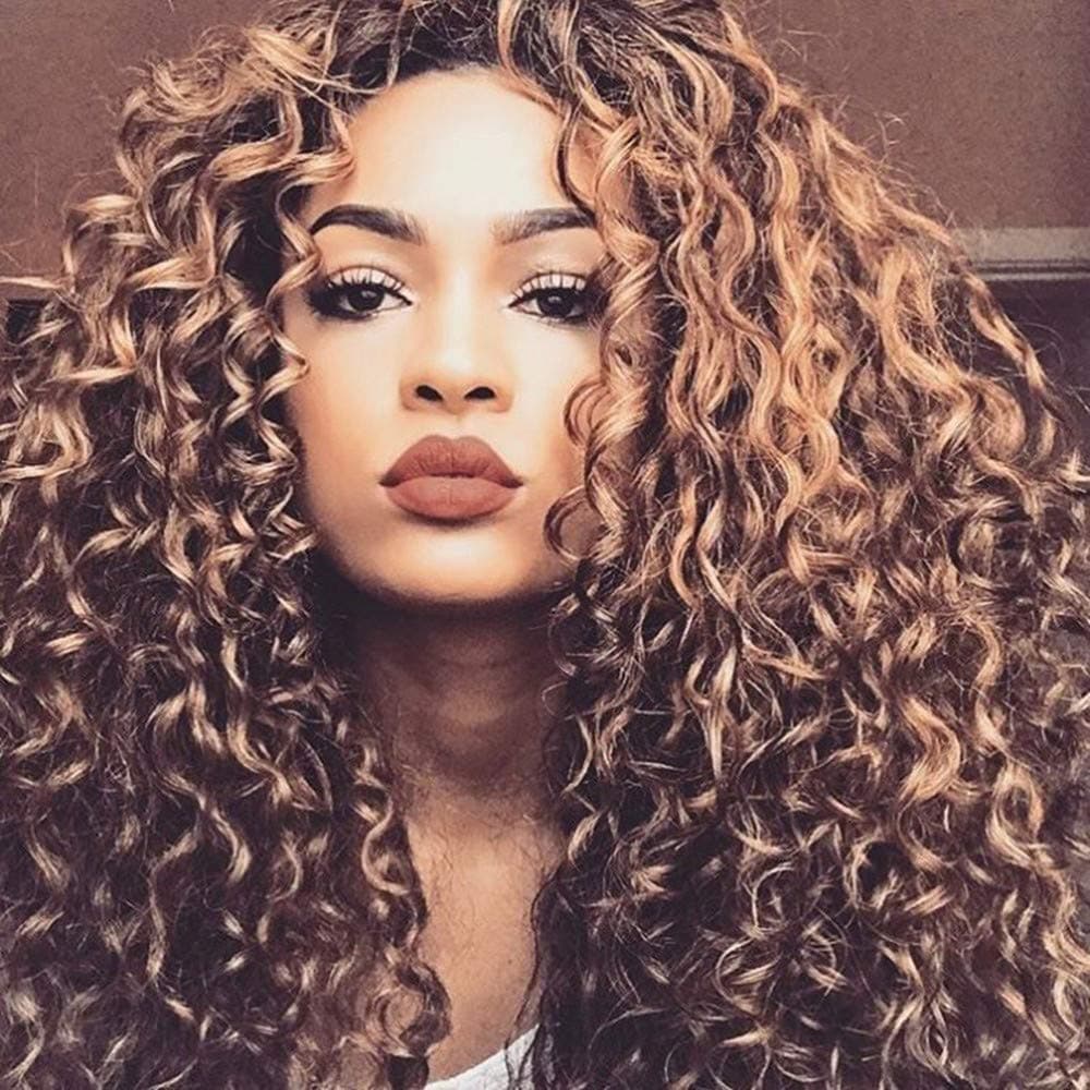 MOMFEI Wigs for Women 150% Density Brazilian Deep Wave Lace (25 inch-Brown)