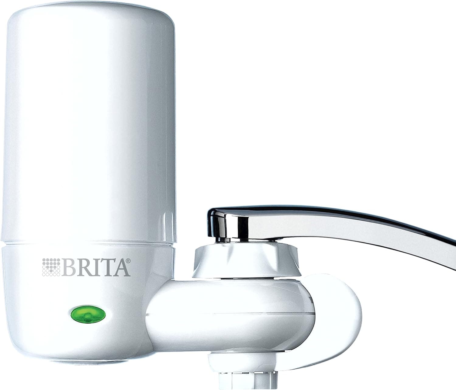 Brita Water Filter for Sink, Complete Faucet Mount Water Filtration System for Tap Water, Reduces 99% of Lead, White
