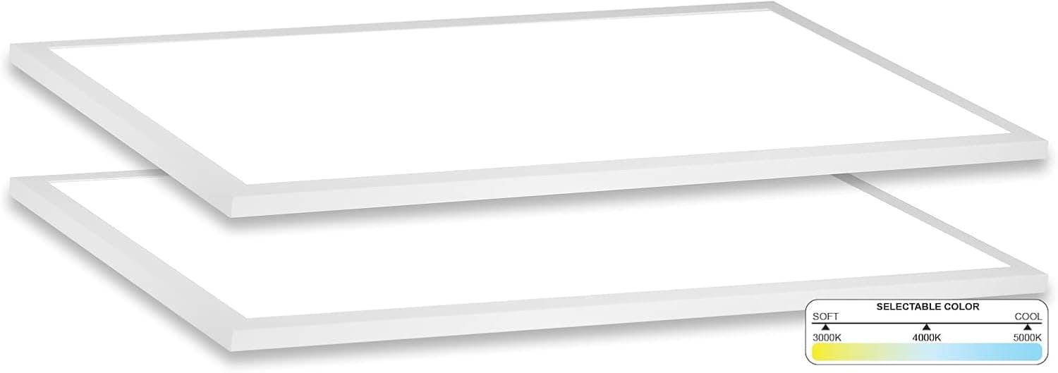 NUWATT 1x4 FT LED Surface Mount Panel with Built in Internal Driver (2 Pack) - 3 CCT 3000K 4000K 5000K, 0-10V Dimmable, Flush Mount Ceiling Panel, 120-277V, 1 Inch Thick Frame