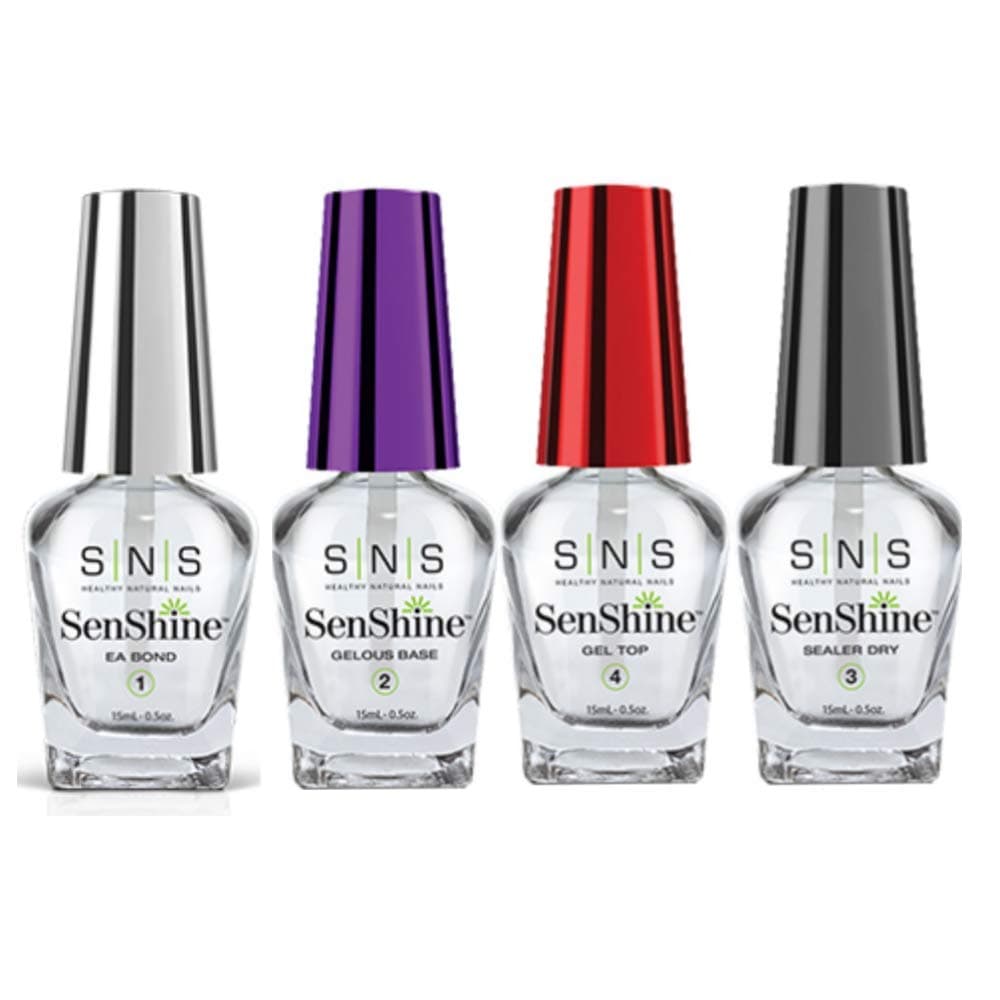 SNS Senshine Liquid Set 4 0.5oz - EA Bond, GELOUS Base, Sealer Dry, Gel Top