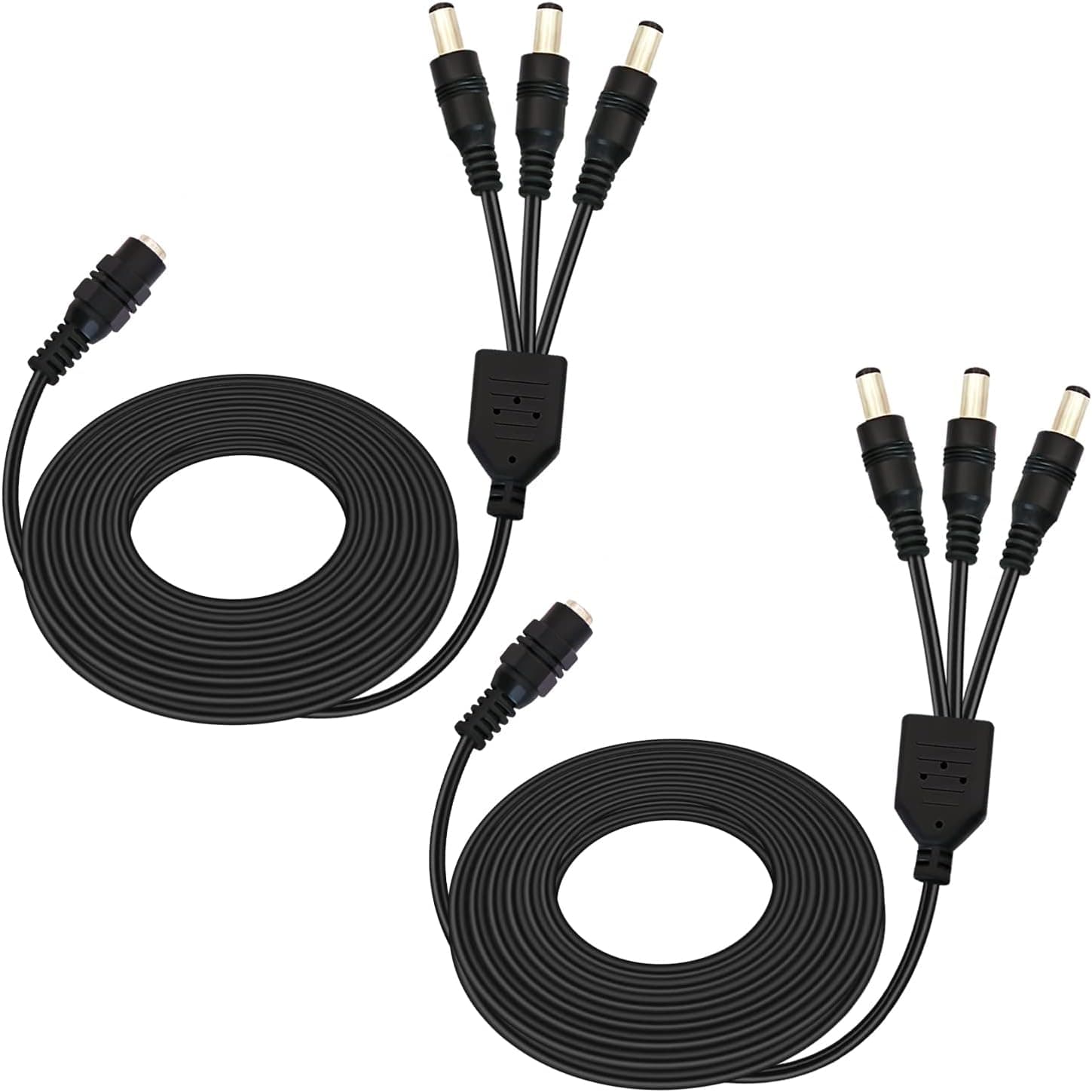 CenryKay 2.1mm DC Splitter Cable，2Pack 1 Female to 3 Male 2.1x5.5mm DC Power Extension Cable for for CCTV Cameras LED Light Strip
