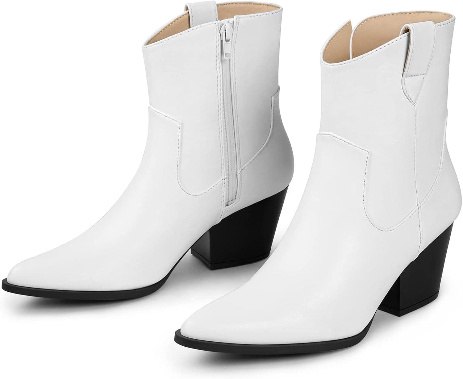 Arromic Fashion Ankle boots for Women Short Western Cowboy Cowgirl Booties Pointed Toe Chunky Heel Boots