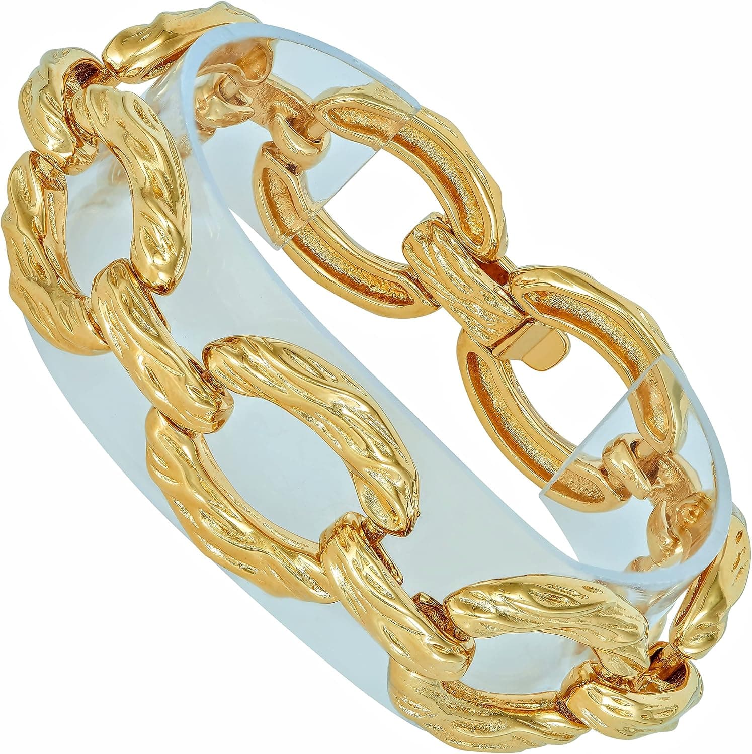 LIFETIME JEWELRY Grooved O-Link Bracelet for Men and Women 24k Real Gold Plated