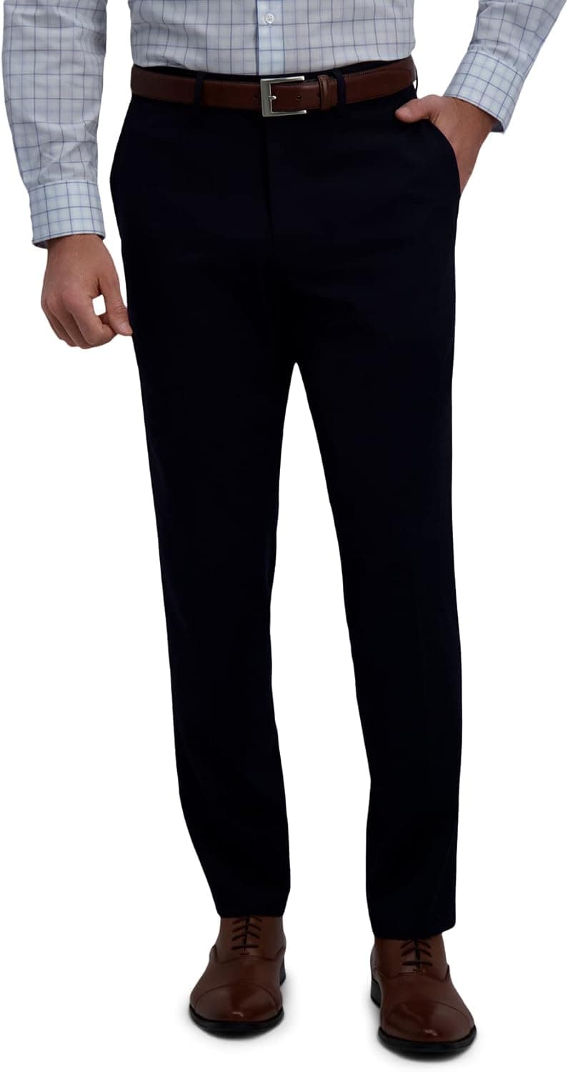 J.M. Haggar Men's 4-Way Stretch Dress Pant - Slim Fit Flat Front