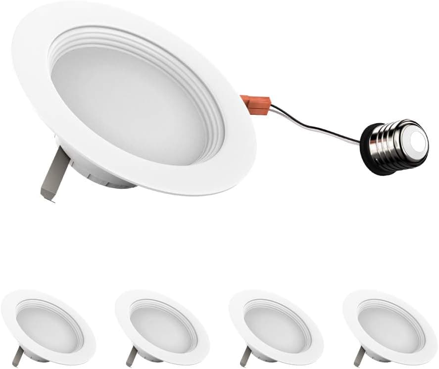 LEDMyplace 4 Inch LED Recessed Light 10W Dimmable ETL Listed Baffle Trim Retrofit Downlight for Closets Kitchens Hallways Basement (Pack-4)