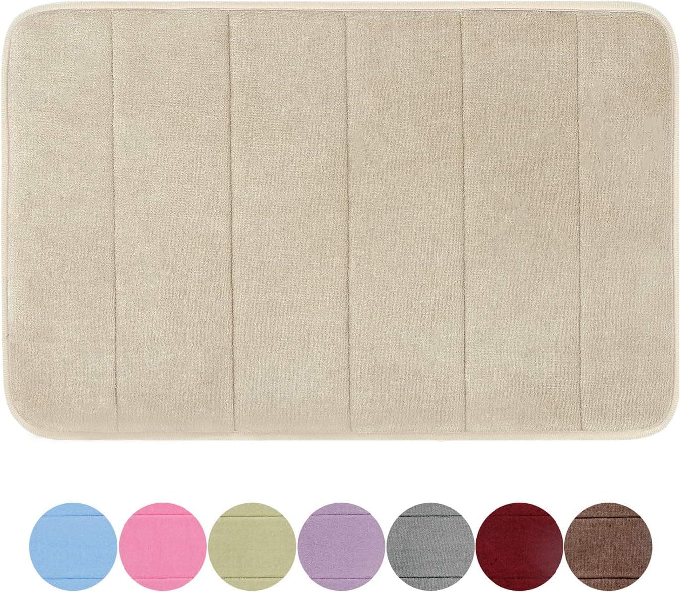 GRAND ERA Memory Foam Bath Mat Non Slip Absorbent Soft Velvet Microfiber Plush Shower Bathroom Rug Carpet, 20" x 51", Light Blue