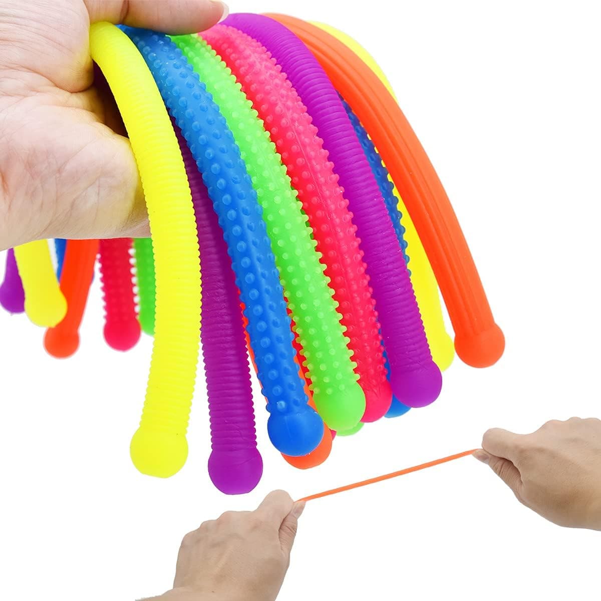 ENTHUR 12 Pcs Fidget Toys Textured Stretchy String Sensory Toys,Fidget Toys Build Resistance Squeeze Pull, Stretch Up to 8 Feet