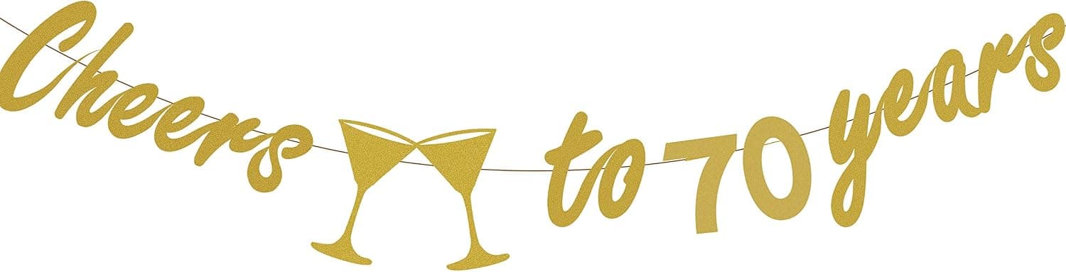 70th BIRTHDAY PARTY DECORATIONS - Glittery Gold Cheers to 70 Years Banner,Perfect Party Supplies 70th Anniversary Decorations for 70th Birthday