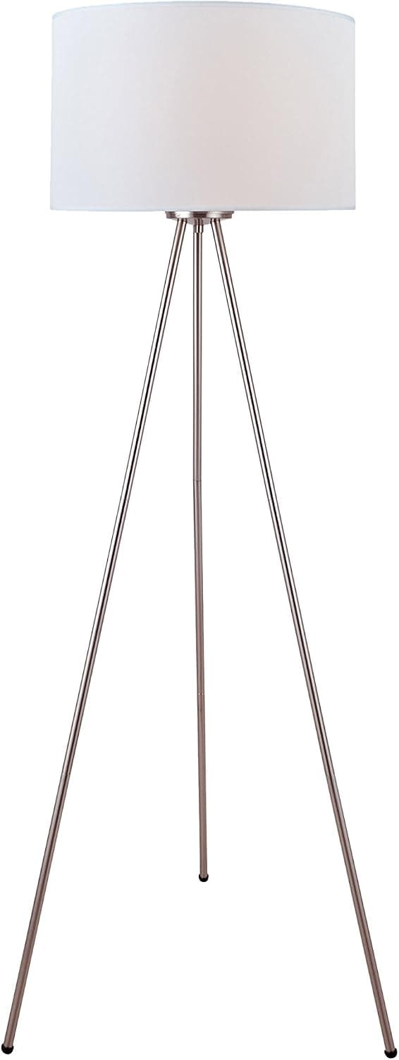 Lite Source LS-82065 Floor Lamp with White Fabric Shades, 24.5" x 24.5" x 59.5", Polished Chrome Finish
