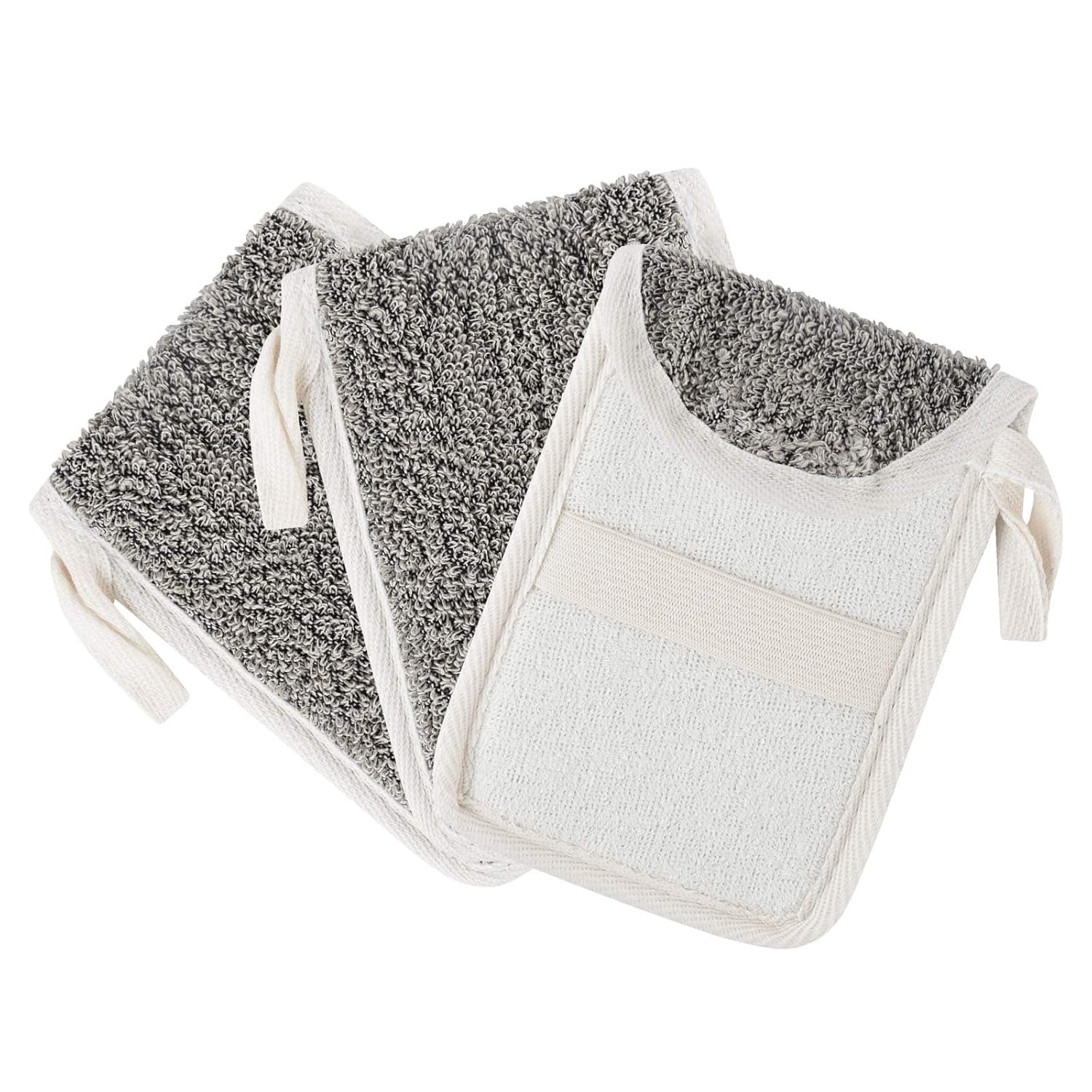 Linkidea 3 Pack Soap Saver Pouch, Flax Exfoliating Soap Bag Body Scrubber Exfoliator Sponge Holder Hanging Rope Bags for Bath or Shower