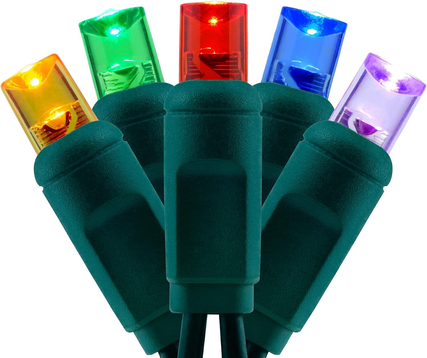 YULETIME Multicolor One-Piece 5MM LED Christmas Lights, Total 48 Feet 140 Count 2 Strands 24ft 70ct Waterproof Wide Angle String Light (Multicolor)