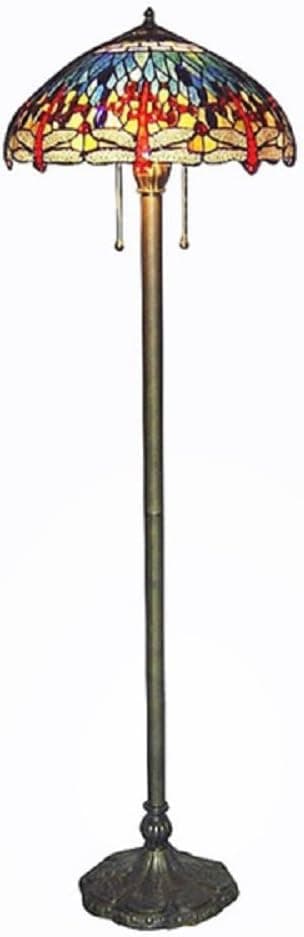 Tiffany Style Stained Glass Floor Lamp - Dragonfly