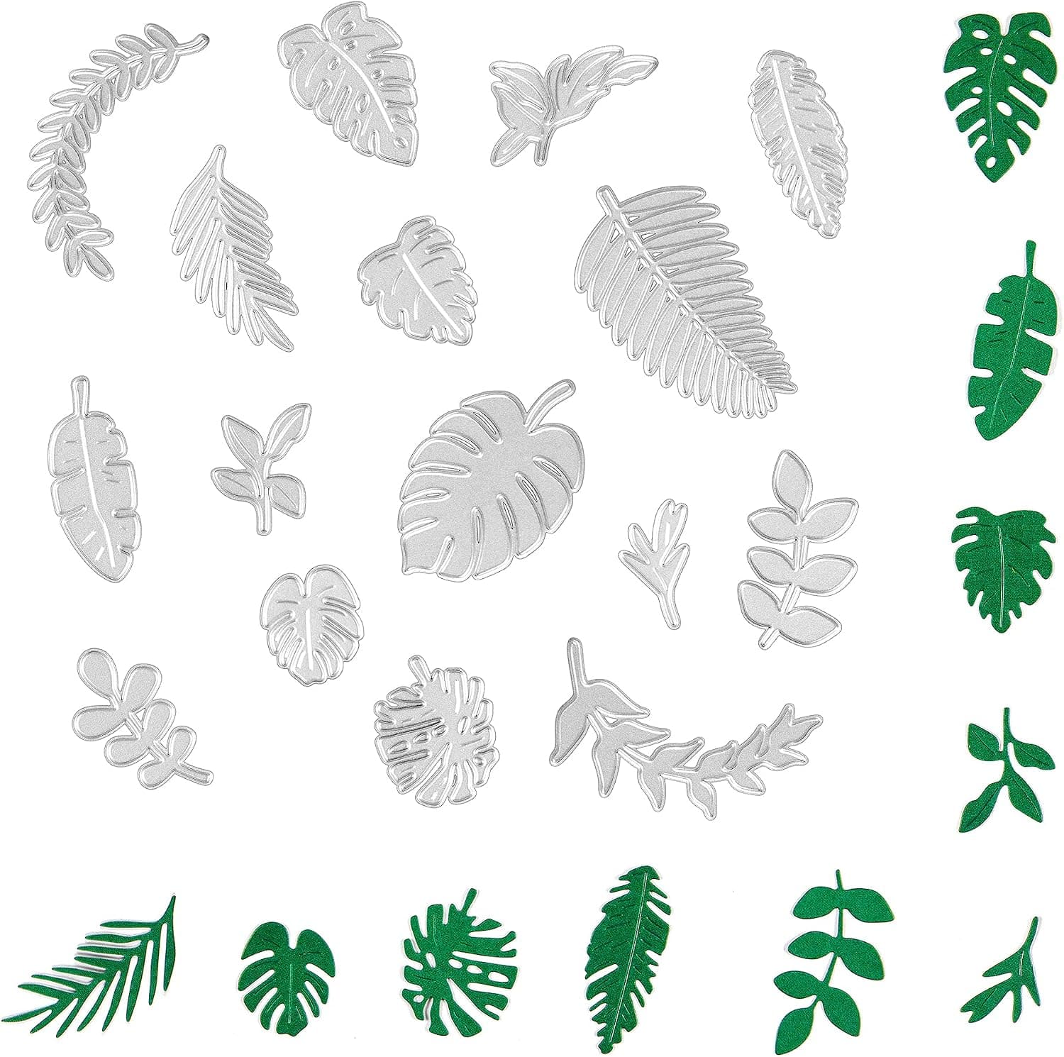 PARBEE Leaf Cutting Dies, Tropical Palm Monstera Leaves Botany Die Cuts for Card Making Journal Green Paper Leaves Scrapbooking Exotic Wedding Album Decor Crafts