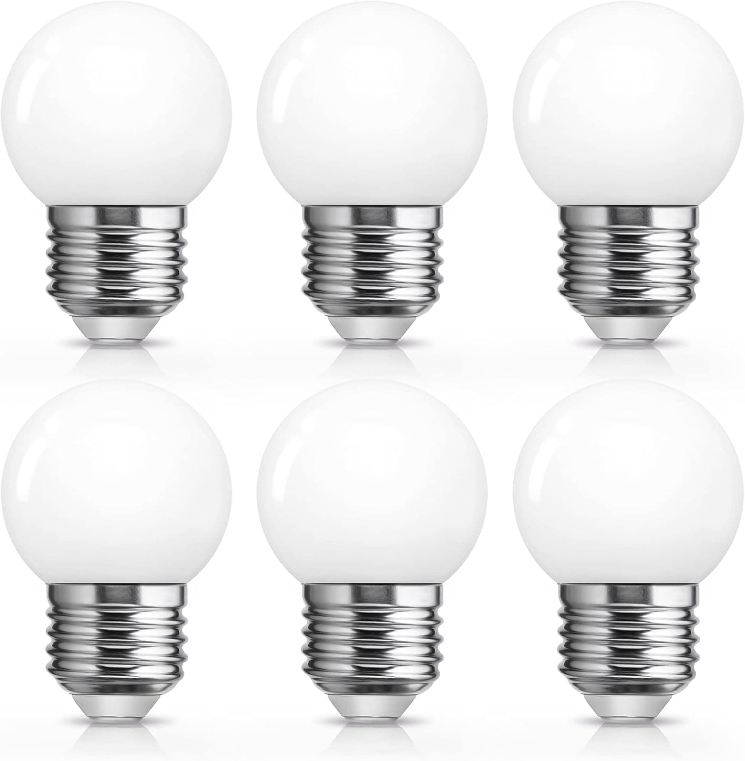 LED Vanity Light Bulb, Small Globe Bulb, 15 Watts Bathroom Vanity Bulbs Equivalent, Daylight Cool White 6000K 150Lm, 1W LED E26 Medium Screw Base Refrigerator Bulb, Hollywood Style Decor, 6 Pack