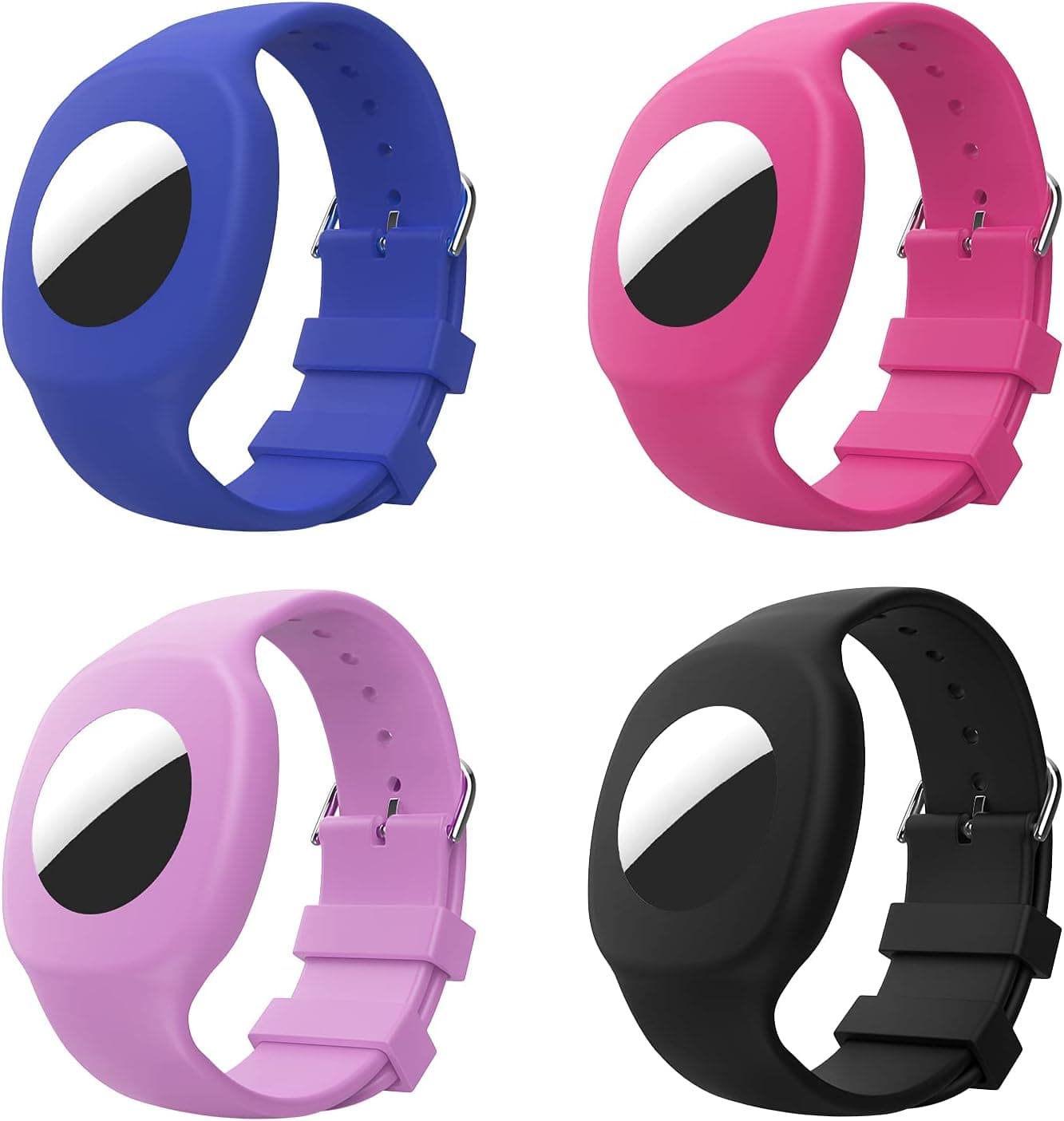 MoKo 4PACK Silicone Wristband Compatible with Apple AirTag, Bracelet for 2021Airtag, Protective Case fit Airtags Holder Tracker with Adjustable Strap for 5.11"-7.08" Wrist, Multi Color C