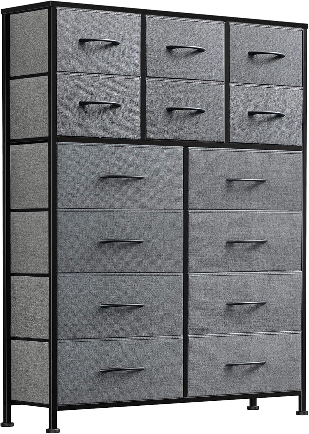Bvewg 14-Drawer Tall Closet Dresser for Bedroom, Bedroom Storage Fabric Dressers & Chests of Drawers, Storage Drawer Dresser with Steel Frame Wood Top Easy Pull Handle