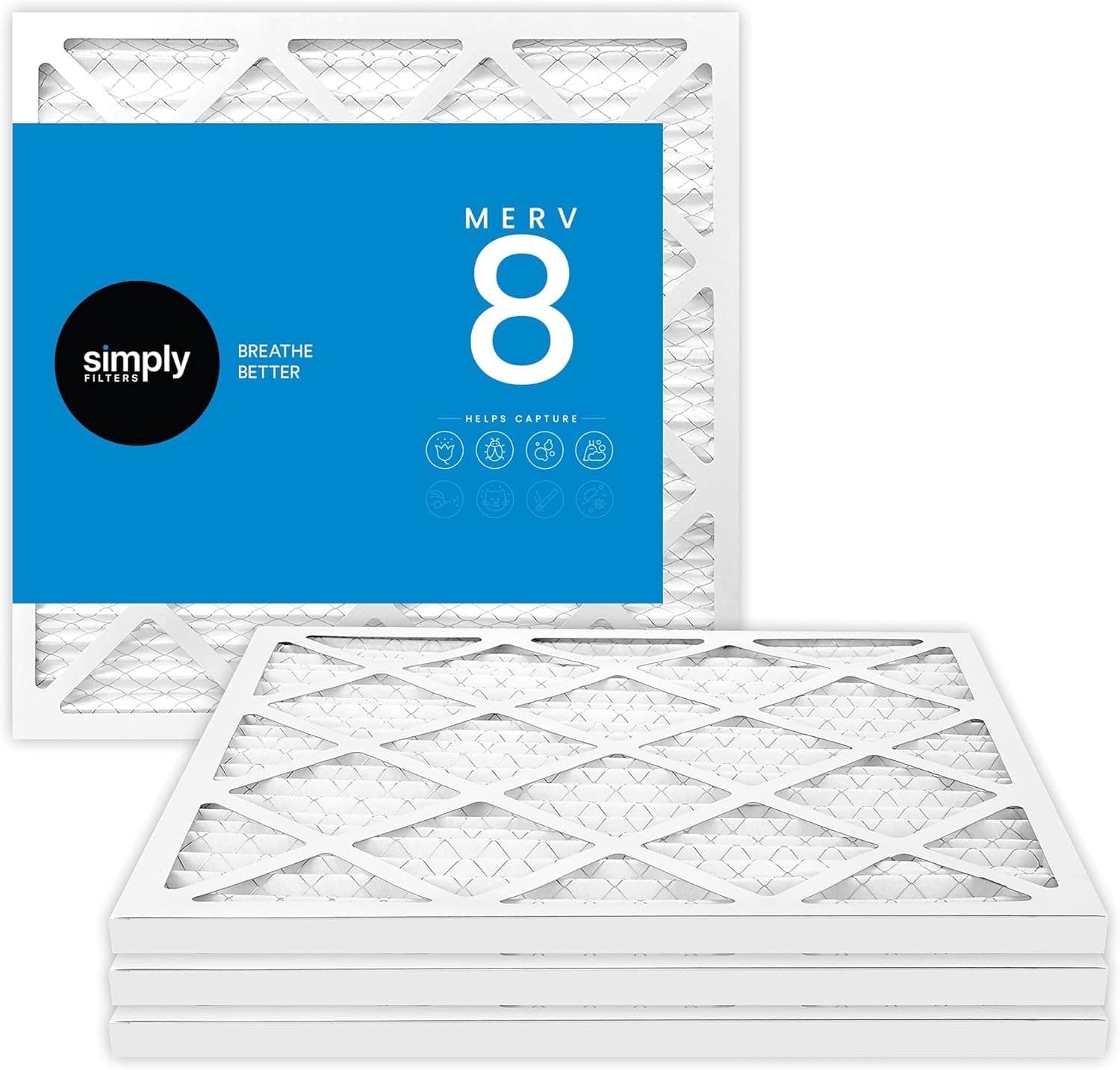 Simply by MervFilters 14x14x1 Air Filter, MERV 8, MPR 600, AC Furnace Air Filter, 4 Pack