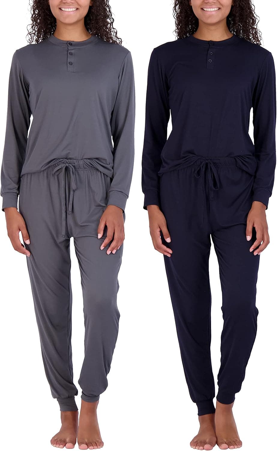 4 Piece: Women's Long Sleeve Pullover Hoodie Henley Sweatshirt & Jogger Set- Athletic Lounge Sweatsuit
