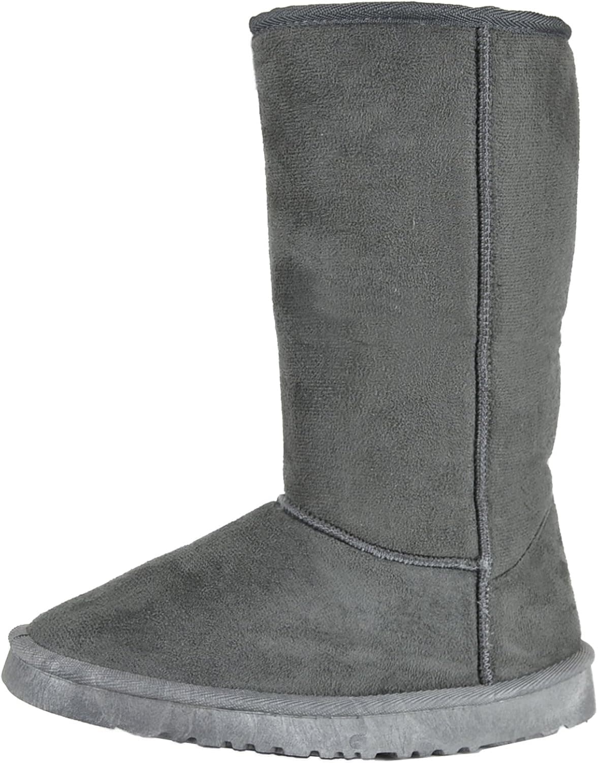 Generation Y Womens Mid Calf Boots Casual Everyday Slip On Comfort Faux Fur Shoes Gray