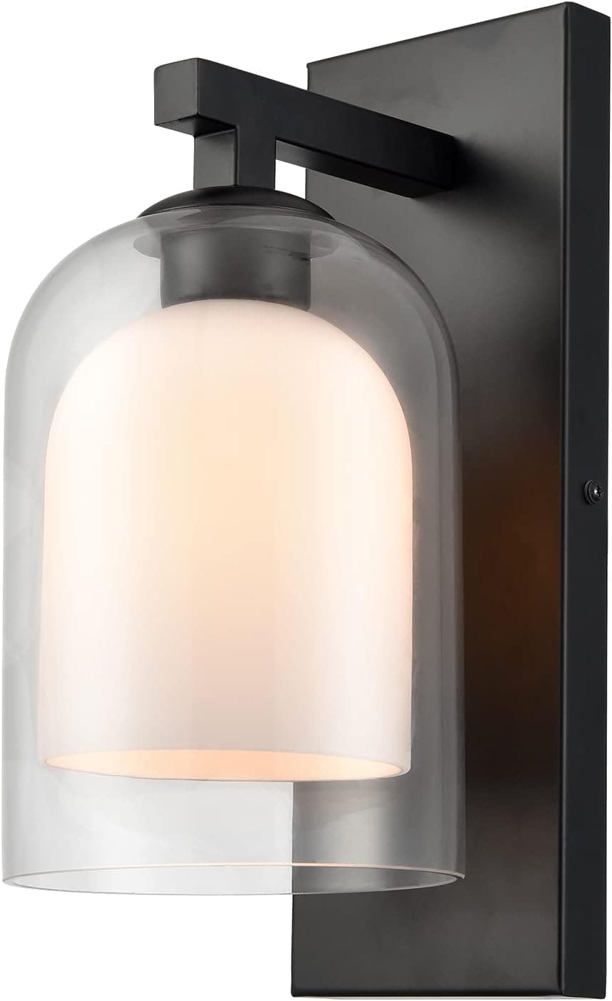 YUBOLE Black Wall Sconce Double Glass Wall Mounted Sconce Lighting for Bedroom Bathroom Hallway