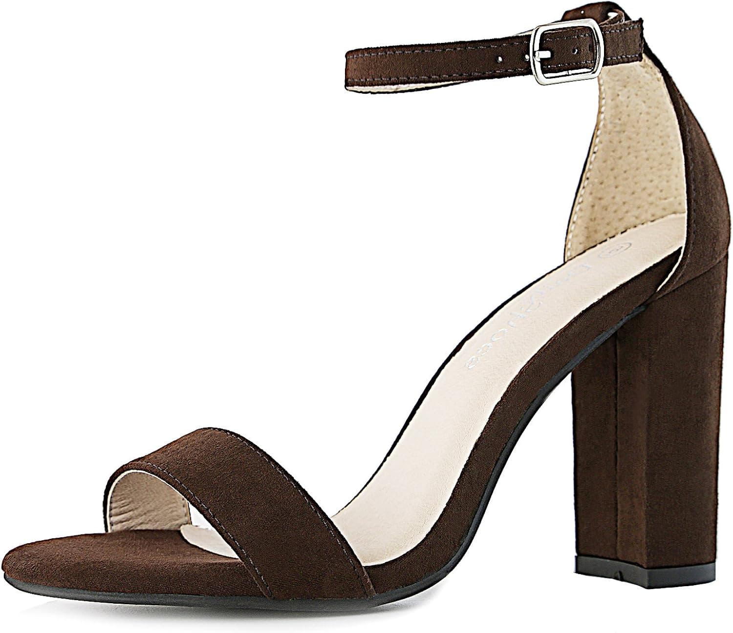 DailyShoes Women's Women's Chunky Heel Sandal Open Toe Wedding Pumps with Buckle Ankle Strap Party Evening Shoes
