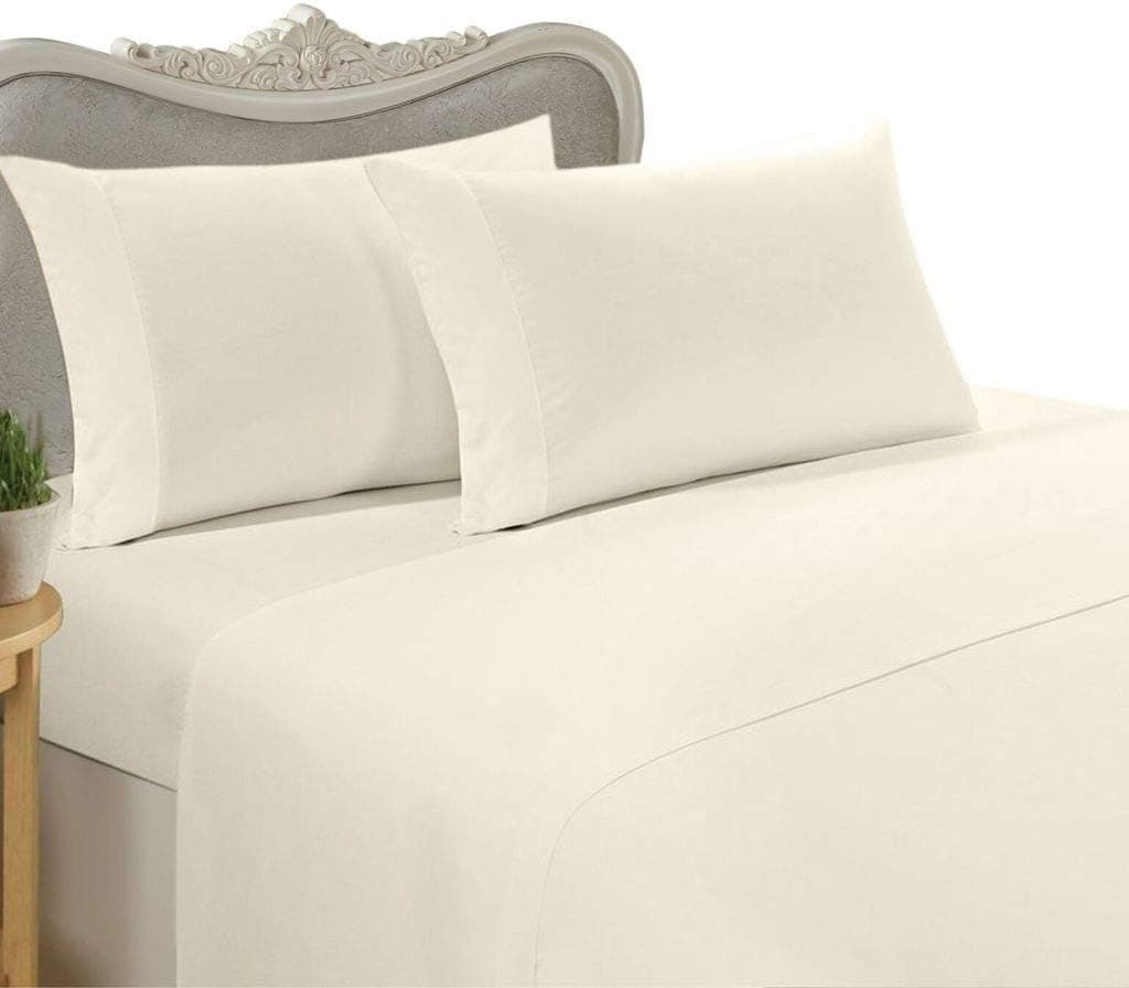 1200-Thread-Count Egyptian Comfort 4PC 1200TC Bed Sheet Set, King, Ivory Solid