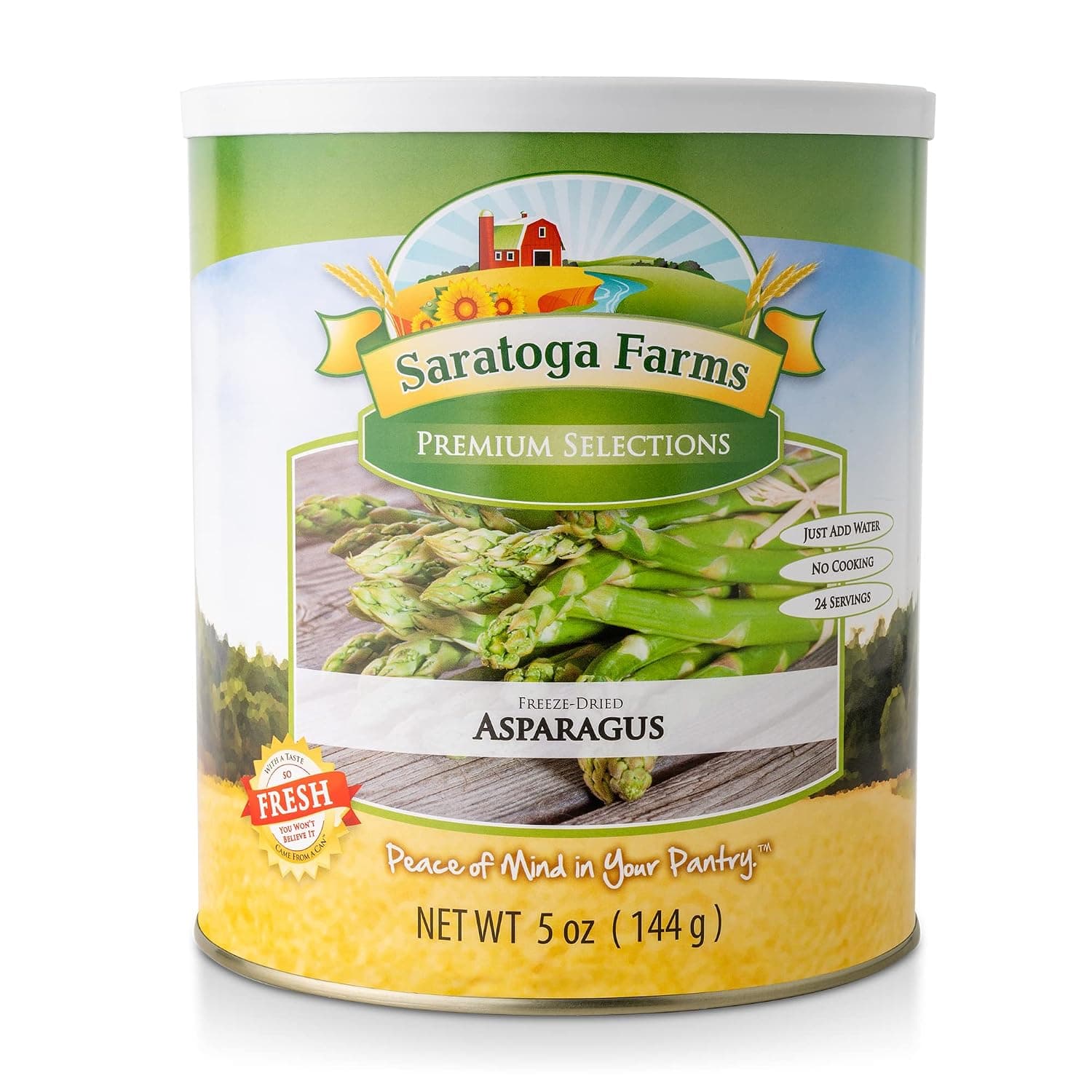 Saratoga Farms Diced Freeze-Dried Asparagus, Dehydrated Canned Vegetables for Emergency Food Supply with a 20-to-30-Year Shelf Life, 24 Total Servings, 1 pack